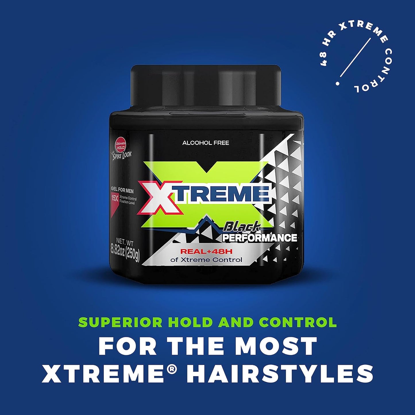 Xtreme Performance Black Hair Gel - Aloe Vera Infused, 8.82 oz Jar | Pack of 12