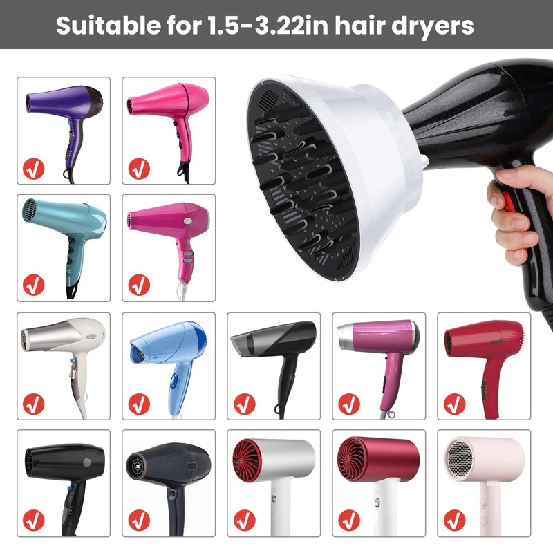 Segbeauty Universal Collapsible Hair Diffuser, Travel Foldable Adjustable Salon Fast Drying Blow Dryer Diffuser Attachment Portable for Thick Wavy Curly Hair Fit Most Blower 1.5"-3.22" Nozzle Black