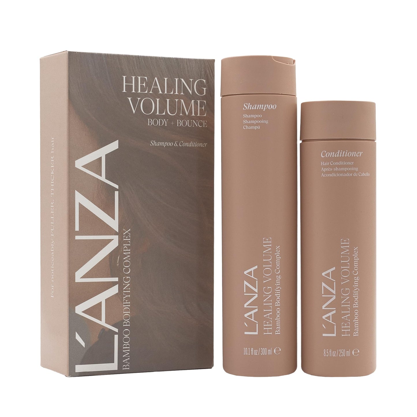 L'ANZA Healing Volume Hair Thickening Shampoo & Conditioner Set, Volumizing, Boosts Body, Lightweight Cleanse, Adds Fullness, Color Safe, Anti-Frizz Anti-Humidity, Sulfate Free, Hair Care Kit