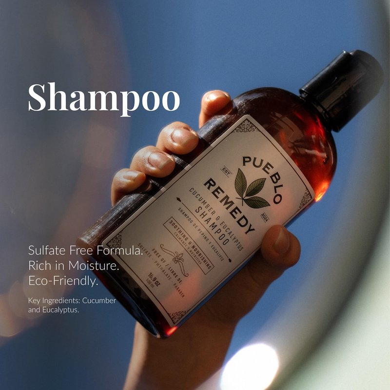 Pueblo Remedy Shampoo, Cucumber & Eucalyptus – Soothing & Nourishing Hair Care, Vegan & Cruelty-Free, 16.9 Oz