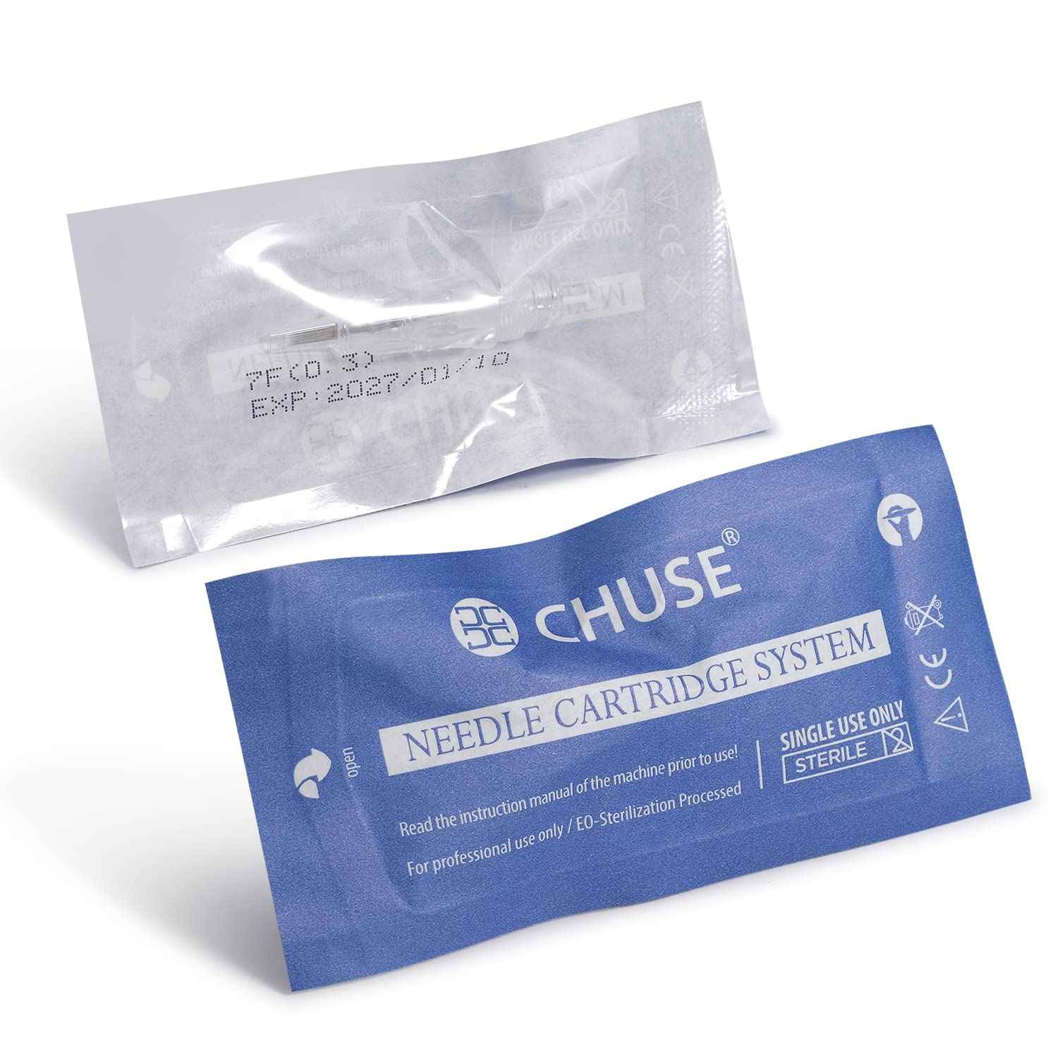 CHUSE C22 Prevents Ink Spitback Safety Tattoo Pro Cartridges Needles Permanent Makeup Needles Box of 10Pcs (7F 0.3)