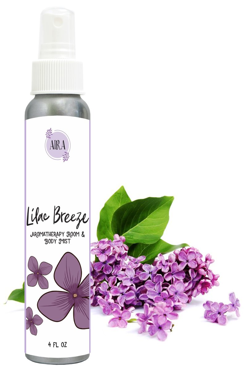 Aira Mist Lilac Breeze Organic Room Spray - Essential Oil Spray with Therapeutic Essential Oils - Spring Air Freshener - Living Room Spray & Bathroom Spray Free of Alcohol & Parabens - 4 Ounces