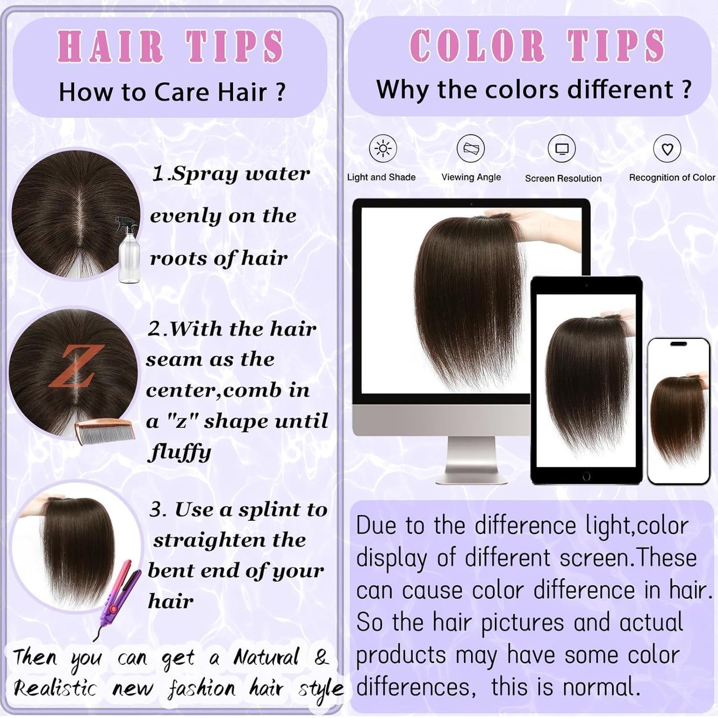 LEDIZE Hair Toppers for Women Real Human Hair, 360° Cover Middle Part Human Hair Toppers for Women with Thinning Realistic Scalp Line Upgrade Basement Toppers Hair Pieces Medium Brown, Side Bangs