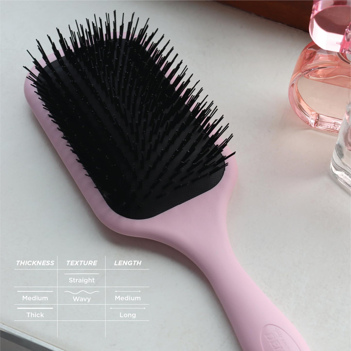Denman Ultimate Detangling Hair Brush - Wet & Dry Detangler Brush for Long Hair, Wigs & Extensions - Ideal Hair Brushes for Women and Men, D90L Pink Crush