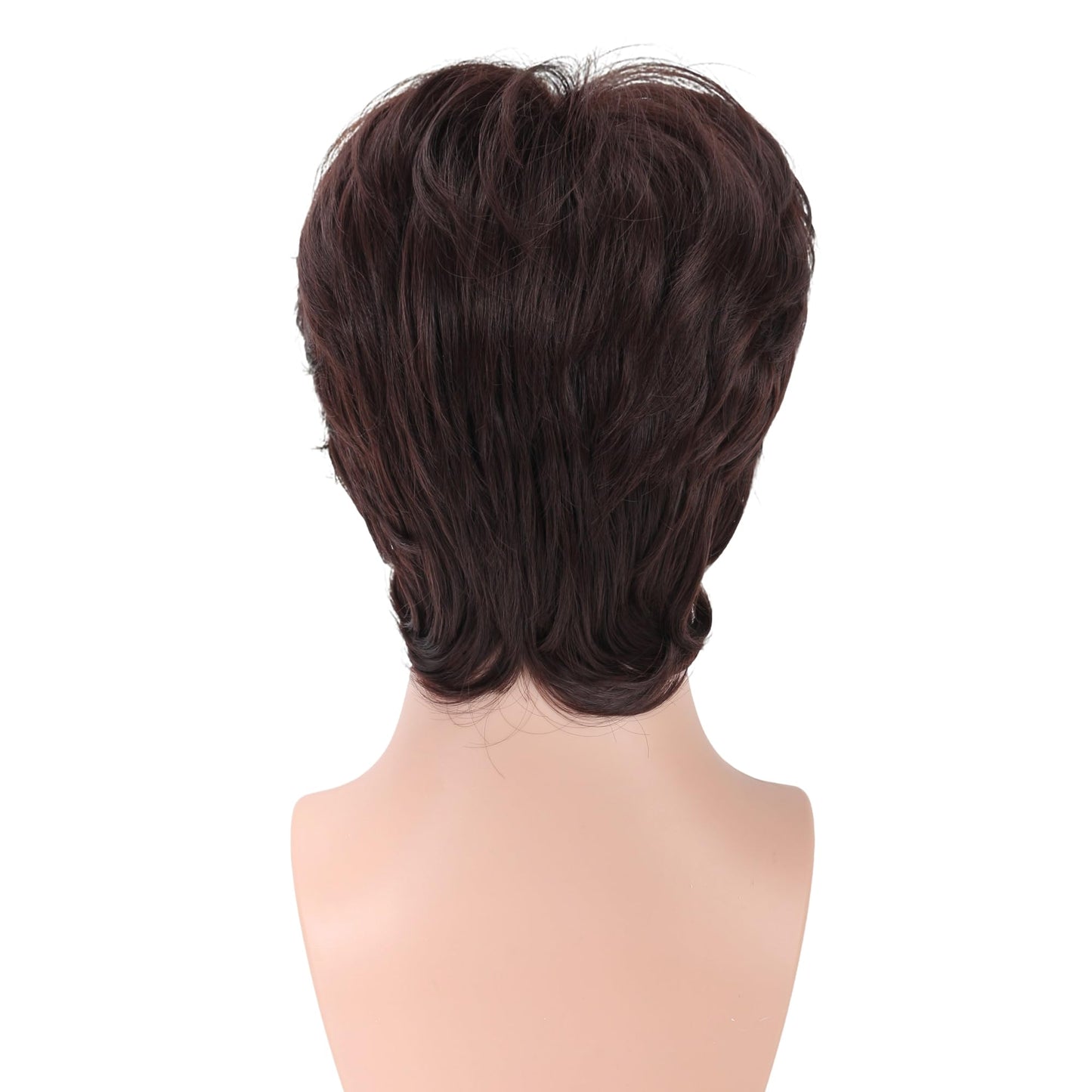 VRbeatter Short Brown Wig for Men Layered Cut Wavy Fluffy Hair Wig with Bangs for Men Highlight Short Wig Natural Looking Synthetic Wigs for Daily Use Brown Mix Gold (M610)