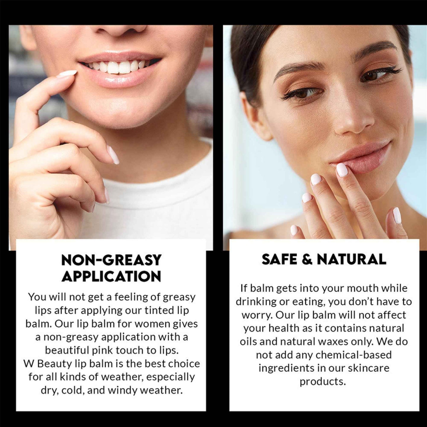 WBM Care Lip Balm 4-Pack, 3.3g Each – Enriched with Vitamin E, Color-Changing Tinted Moisturizer, Provides Long-Lasting Repair, Hydration, and Soft, Smooth Lips