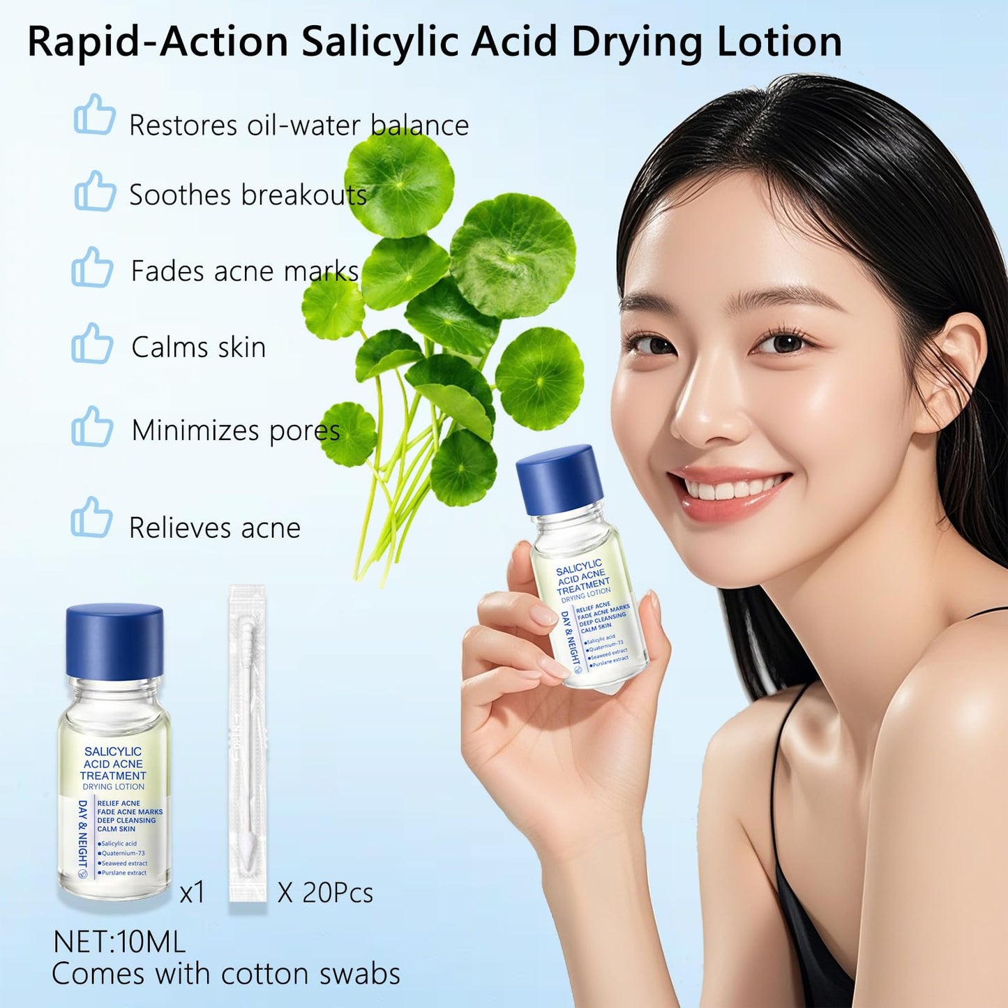 Salicylic Acid Drying Lotion – Fade Acnes Marks, Improve Skin Condition, Oil Control, Gentle Skincare for Sensitive Skin 10ml/0.35fl.Oz
