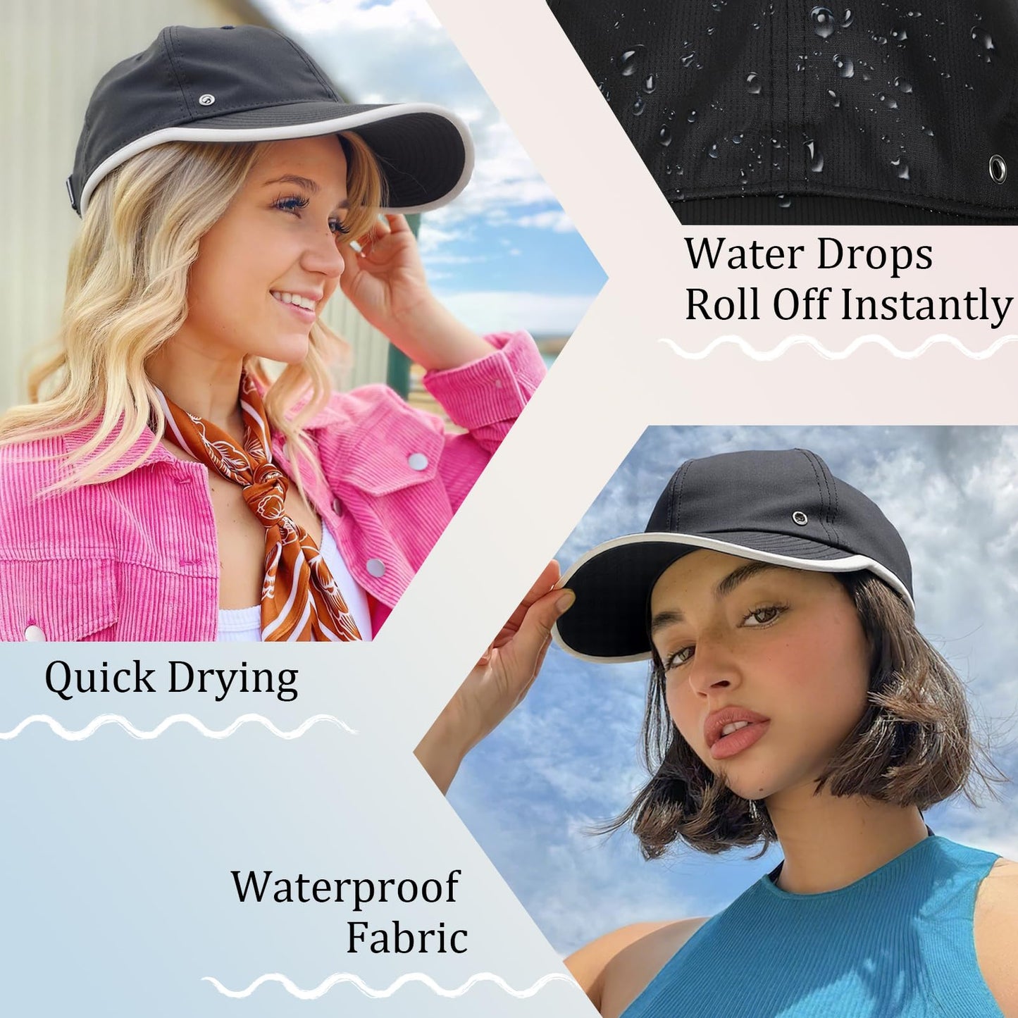 Qlenkay Waterproof Baseball Cap Attached with Curly Wavy Bob Hair Soft Crown Adjustable Quick Dry Hat Wig 14in Short Synthetic Hairpiece for Women Ash Blonde Mix Light Brown