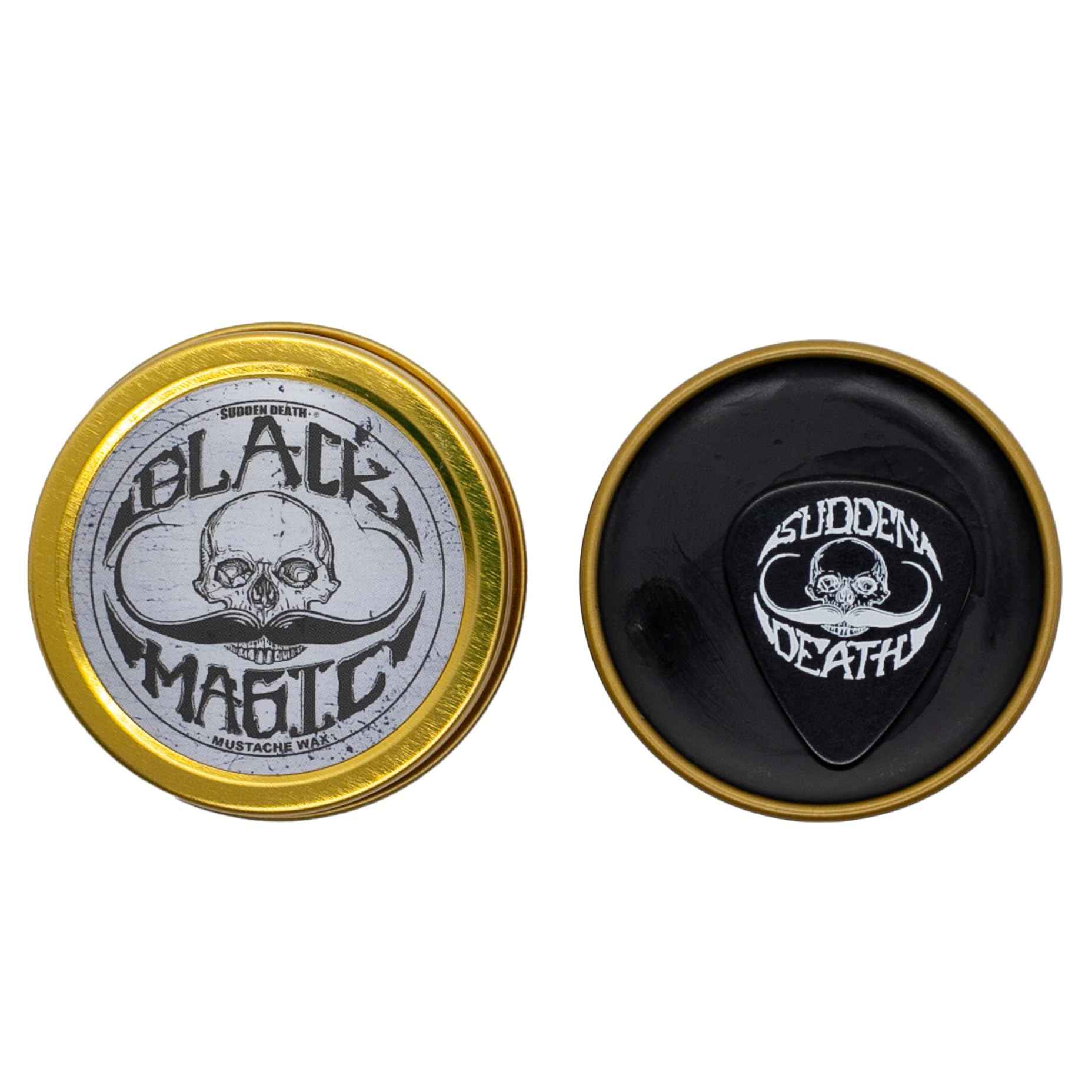 THE VINTAGE GROOMING CO. Black Magic Mustache Wax | Sudden Death | Hide Grey Hair In Beard Or Moustache | Strong Hold 1 oz Tin | No Heat Source Required | Unscented