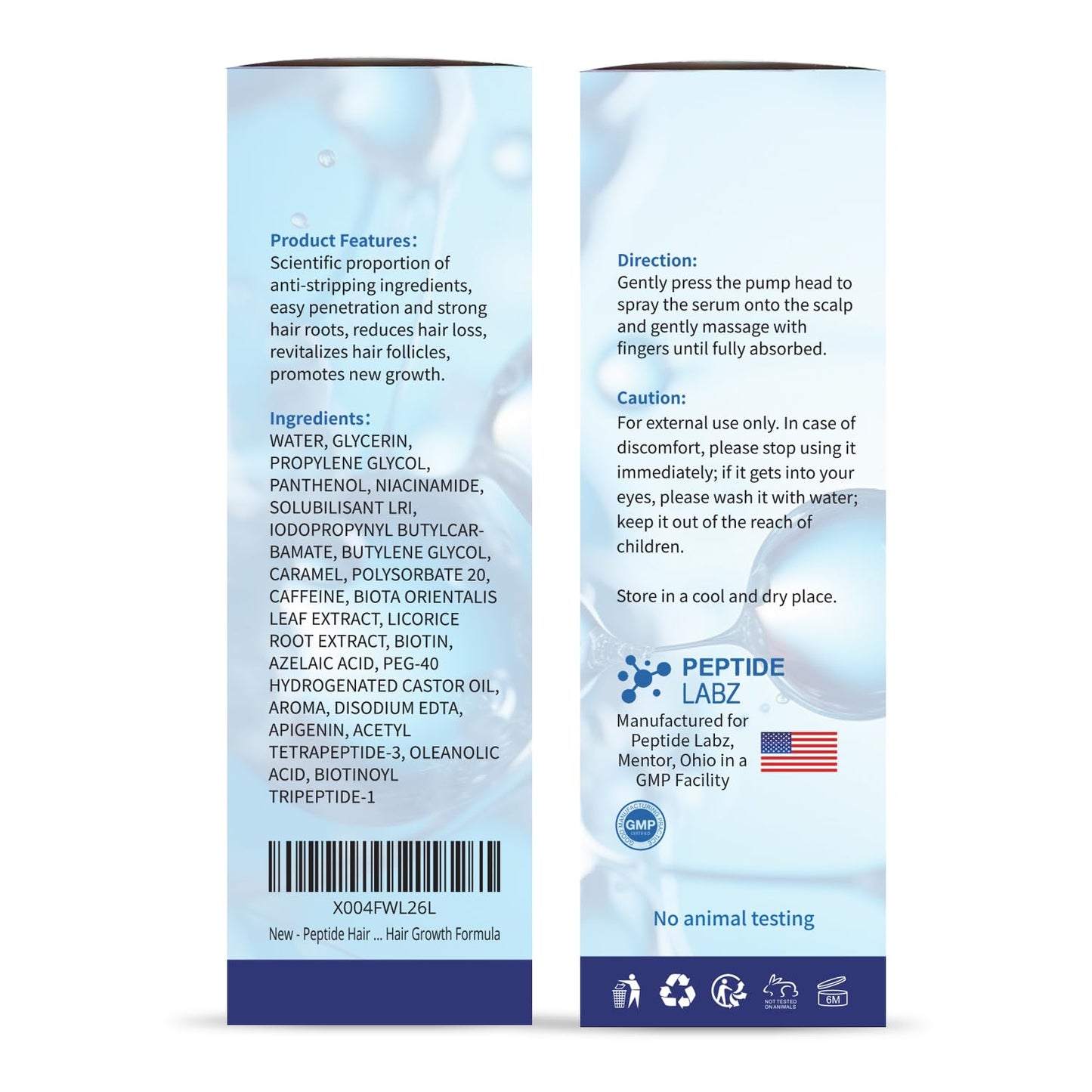 Peptide Hair Growth Serum Spray - Acetyl Tetrapeptide-3 & Biotin | Boost Hair Thickness & Strength