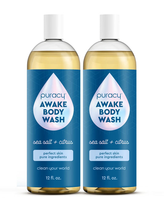 Puracy Body Wash - Natural Body Wash for Women, Men, Kids - Pure Plant Ingredients, Moisturizing Shower Gel, Body Soap for Dry Sensitive Skin, Gently Scented (Citrus Sea Salt, 12 oz/355 ml, 2 pack