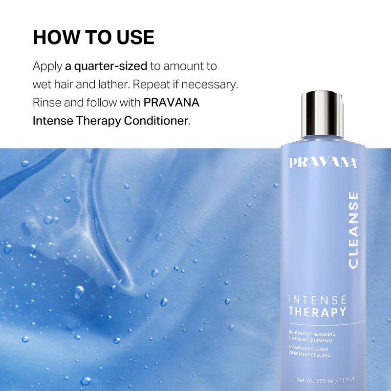 Pravana Intense Therapy Shampoo | Lightweight Repairing & Mending | Restores & Nourishes Damaged Hair | Proven to Reduce Breakage | Strengthens, Hydrates, Softens | 2 Fl Oz
