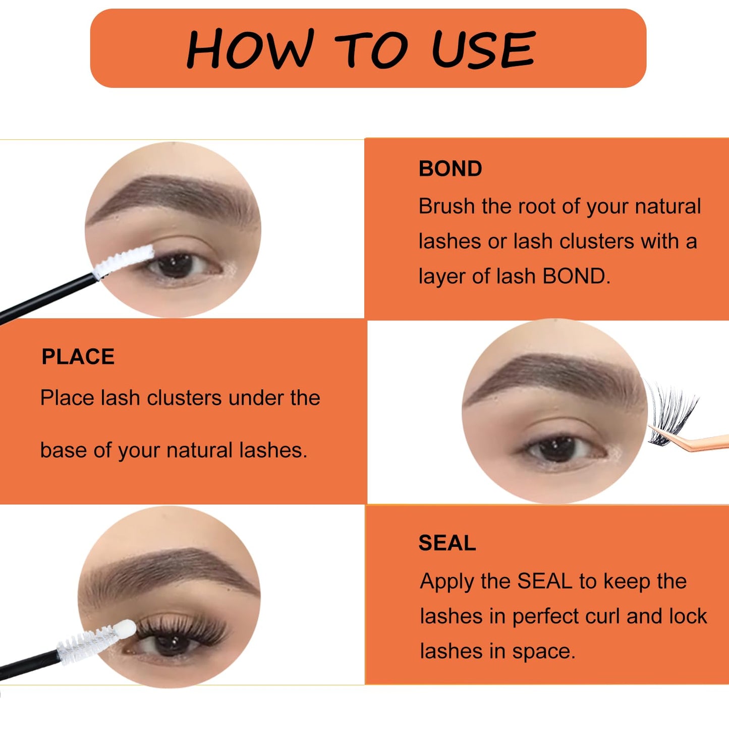 Lash Extension Kit Eyelash Clusters with Lash Bond and Seal Waterproof Lash Glue Remover Tweezers Brush Lash Clusters Kit Cluster Eyelash Extensions Kit (Set 20D-0.07D-Mix8-16)