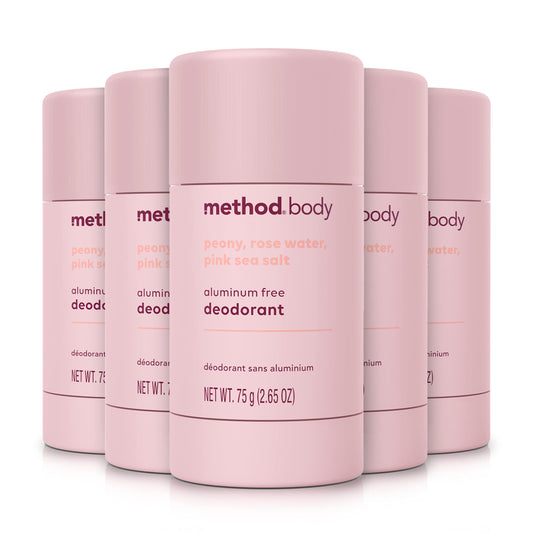 Method Deodorant, Pure Peace, Aluminum Free, 12 Hour Protection, 2.65 oz (Pack of 5)