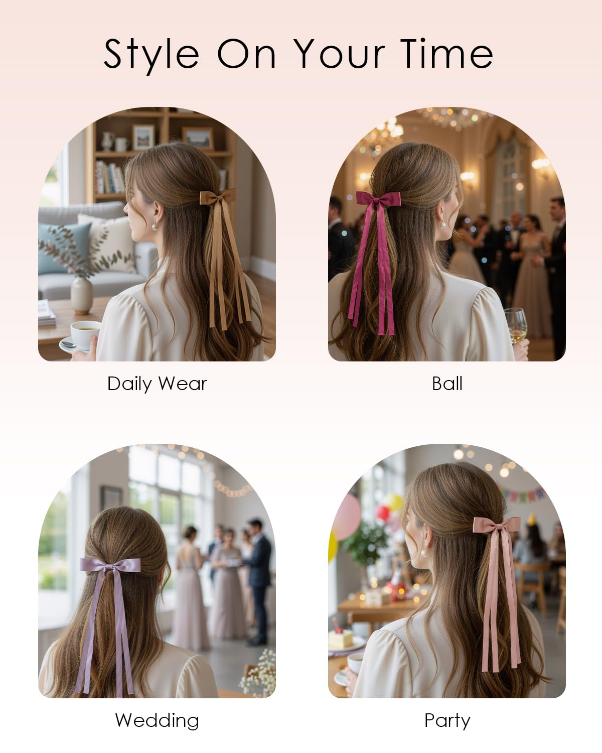 Baemin 60 Pcs Hair Bows for Girls Women, Hair Clips, Long-Tail Ribbons, Loose Pack, Hair Decoration Accessories