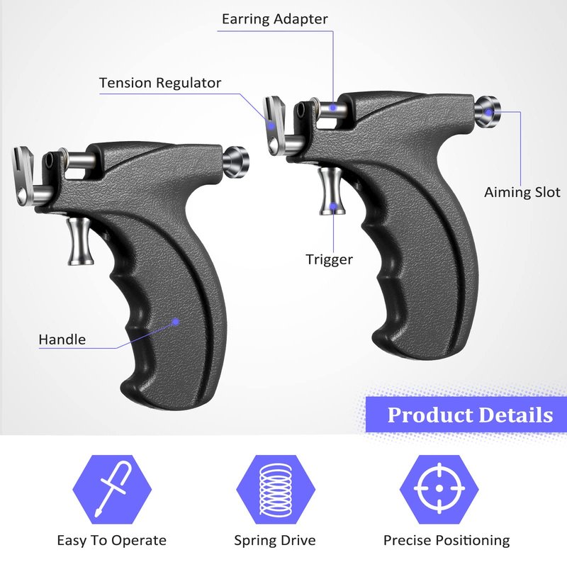 Chumia 157 Pcs Ear Piercing Gun Tool Kit Stainless Steel 36 Pairs Studs 98 Earrings 22 Nose Studs Nose Navel Piercing Machines for Salon Home