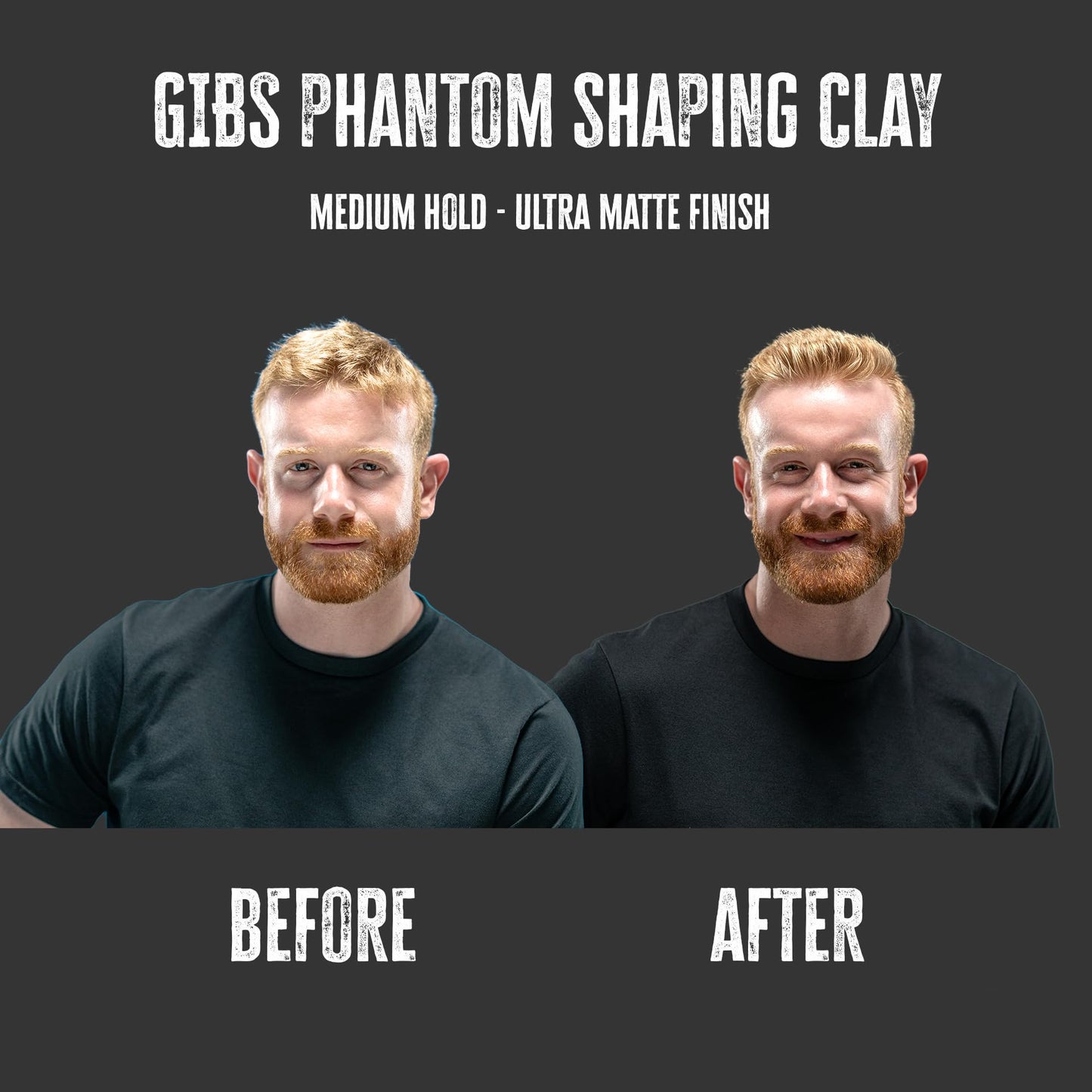 GIBS Grooming Phantom Shaping Clay (4 oz) Medium Hold, Ultra Matte Finish - Adds Volume & Texture, Absorbs Excess Oil - Fiddlehead, Fern, Clove & Sandalwood Fragrance - Hair Clay for Men - Made in USA
