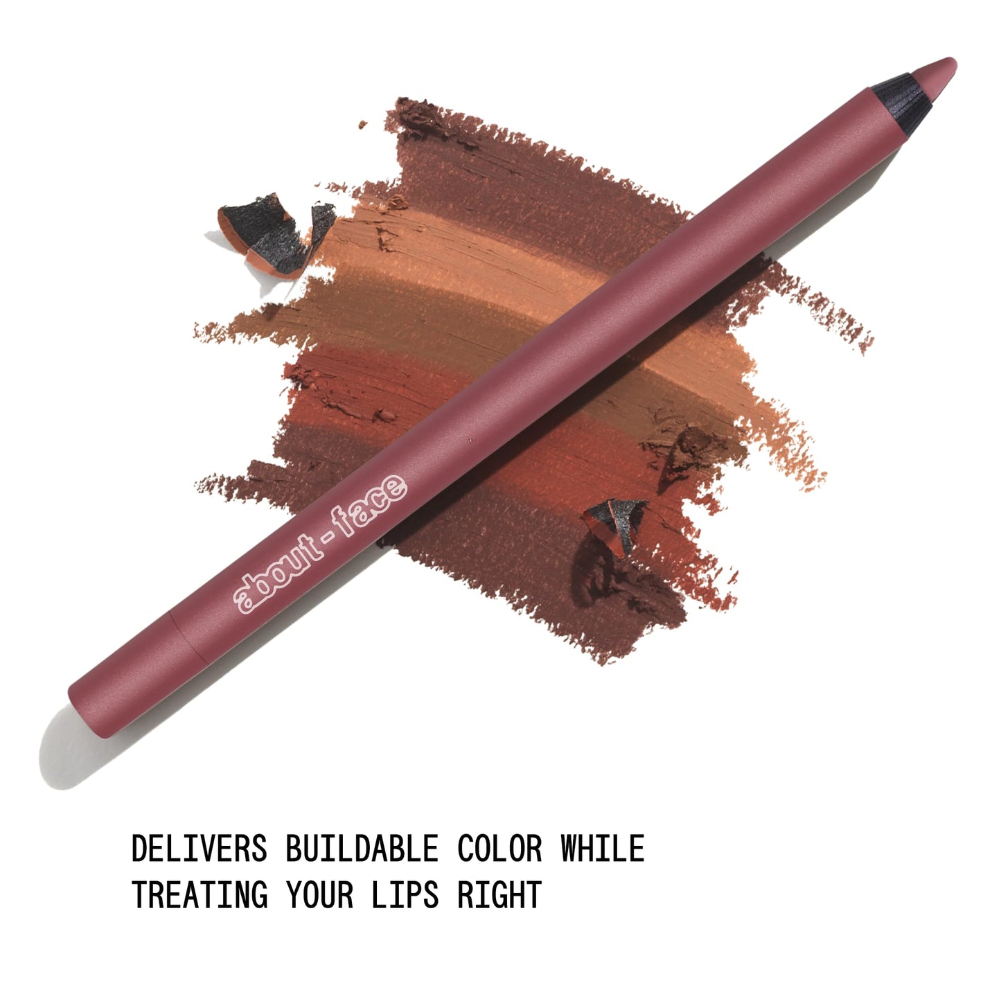 about-face Matte Fix Lip Pencil False Alarm – Long-Wear, Creamy Matte Lip Liner with Hyaluronic Acid & Vitamins C & E – Vegan, Cruelty-Free, Clean Beauty – 0.042 oz (Terracotta Rose)