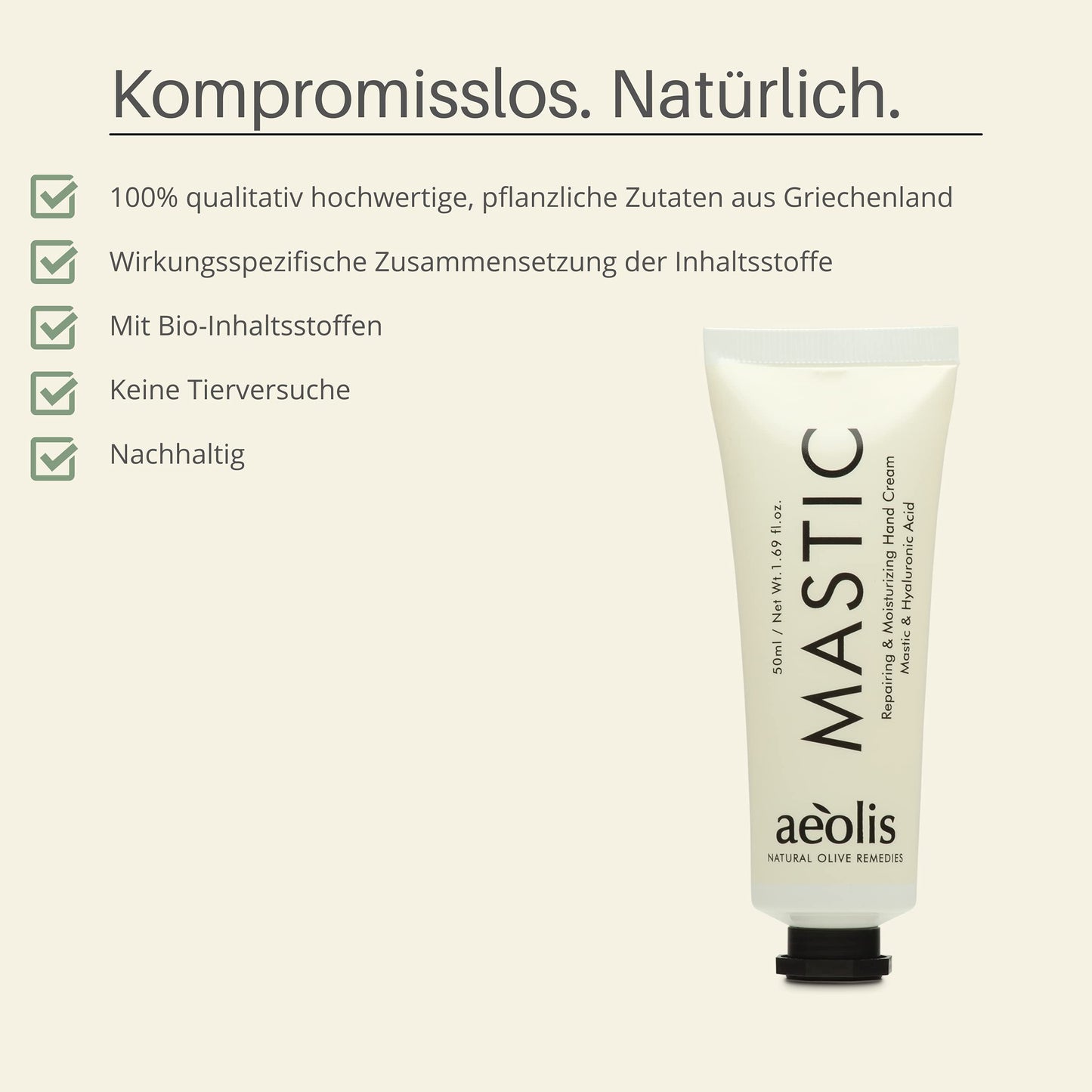 AEOLIS Repairing and Moisturizing Hand Cream - Natural Serum for Cracked Working Hands - Ultimate Hangnail Protection with Natural Olive Oil - Unscented Age-Defying Handcream for Soft Soothing Skin