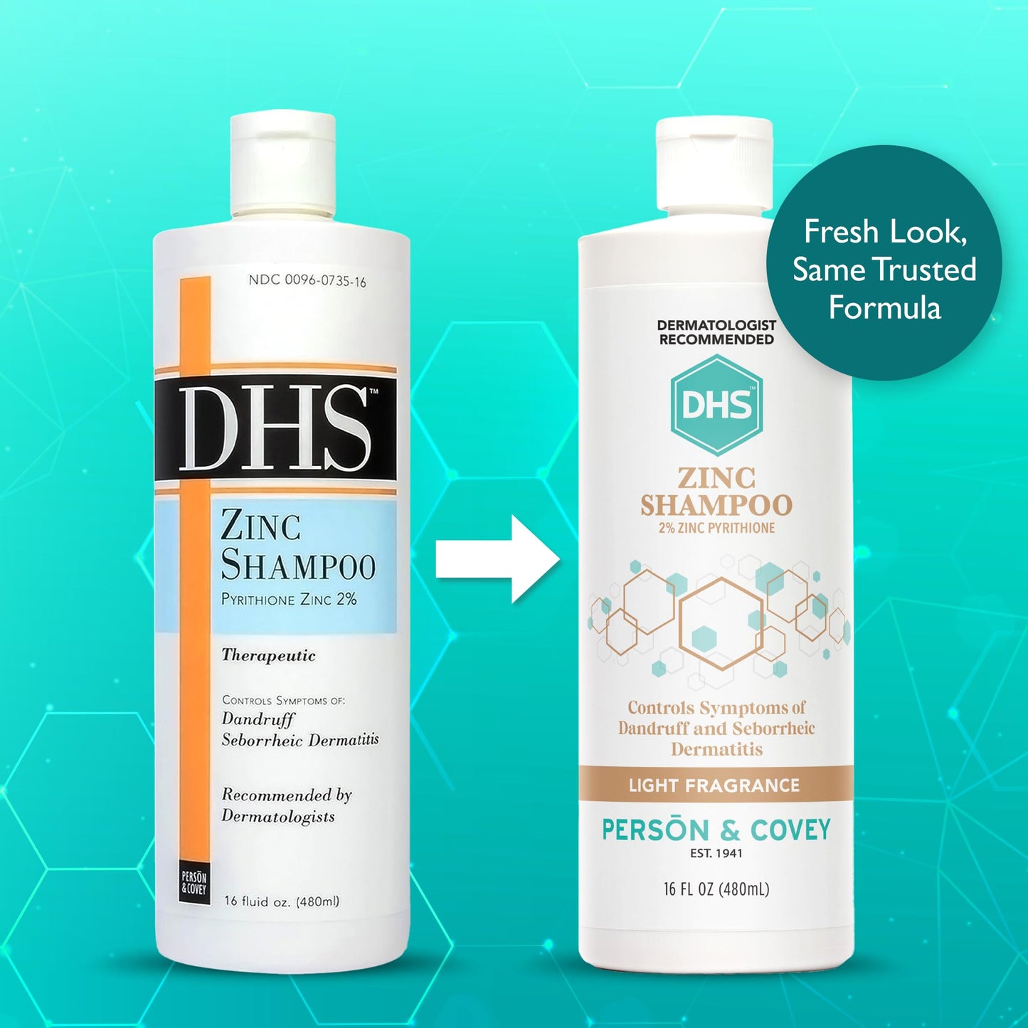 DHS Zinc Shampoo – Dandruff Shampoo – for Flaky and Dry Scalp with 2% Zinc Pyrithione, 16 oz