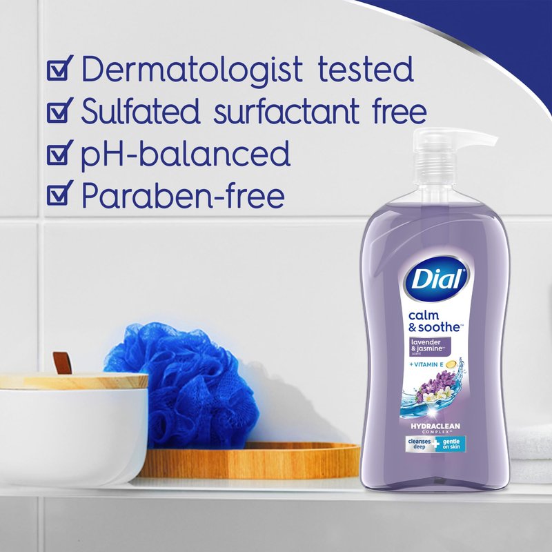 Dial Body Wash, Calm & Soothe Lavender & Jasmine Scent, 32 fl oz (Pack of 5)