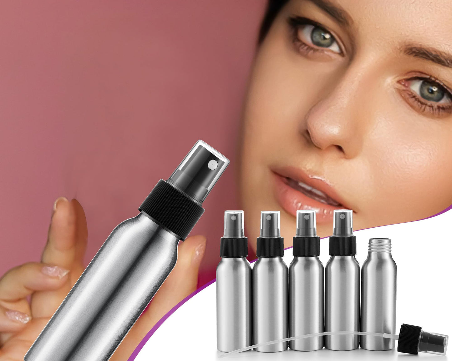 Tessco for you 2oz Aluminum Fine Mist Spray Bottles Reusable Metal Atomizer Bottles Empty Small Spray Bottle Storage Travel Size with Black Pump for Cosmetic Perfume Toner Face Essential Oil (18 Pcs)