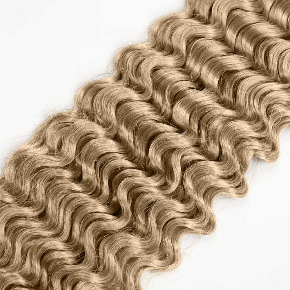 #22 Blonde Bundles Human Hair Deep Wave Bundles 32 Inch Unprocessed Brazilian Virgin Hair Ash Blonde Deep Wave Bundle Human Hair Extensions 50 Gram Per Bundle