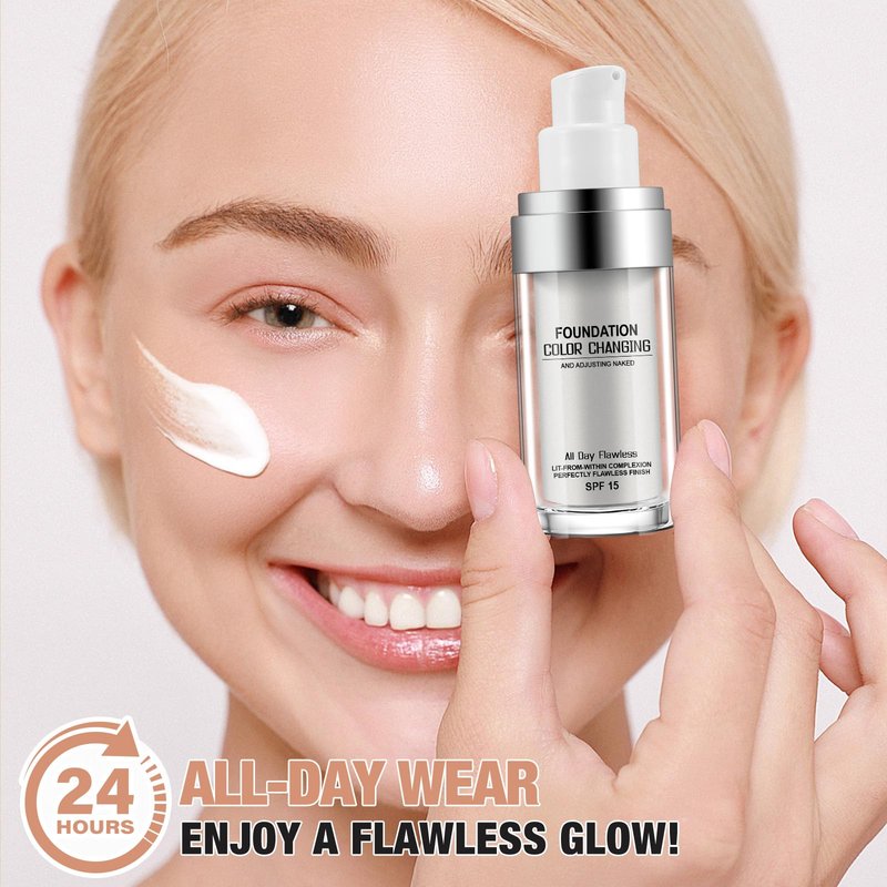 Concealer Cover Cream, Flawless Colour Changing Warm Skin Tone Foundation Makeup, Base Nude Face Liquid Cover Concealer (2 pcs)