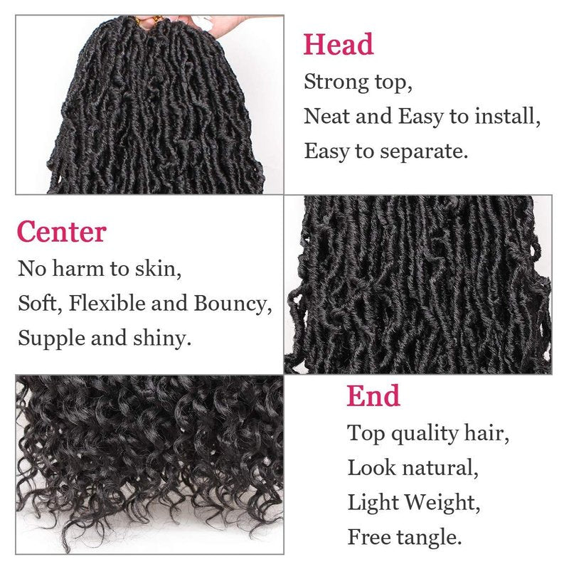 Leeven 24 Inch Goddess New Faux Locs Crochet Hair 7 Packs Long Soft Locs Crochet Braids Hair With Curly Ends Natural Black Synthetic Bohemian Locs Braiding Hair for Women 12 Strands/Pack 1B#