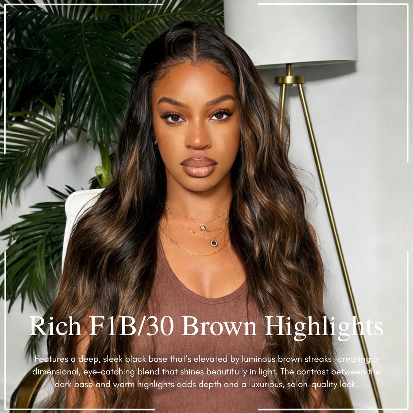 BQRIH #F1B/30 Brown Highlighted 2x6 HD Closure Only Body Wave Human Hair 12 Inch, 15A Salon Grade 100% Virgin Deep Part Ombre Honey Brown Highlight 2by6 Kim K Lace Closure Pre Plucked For Women Sew In