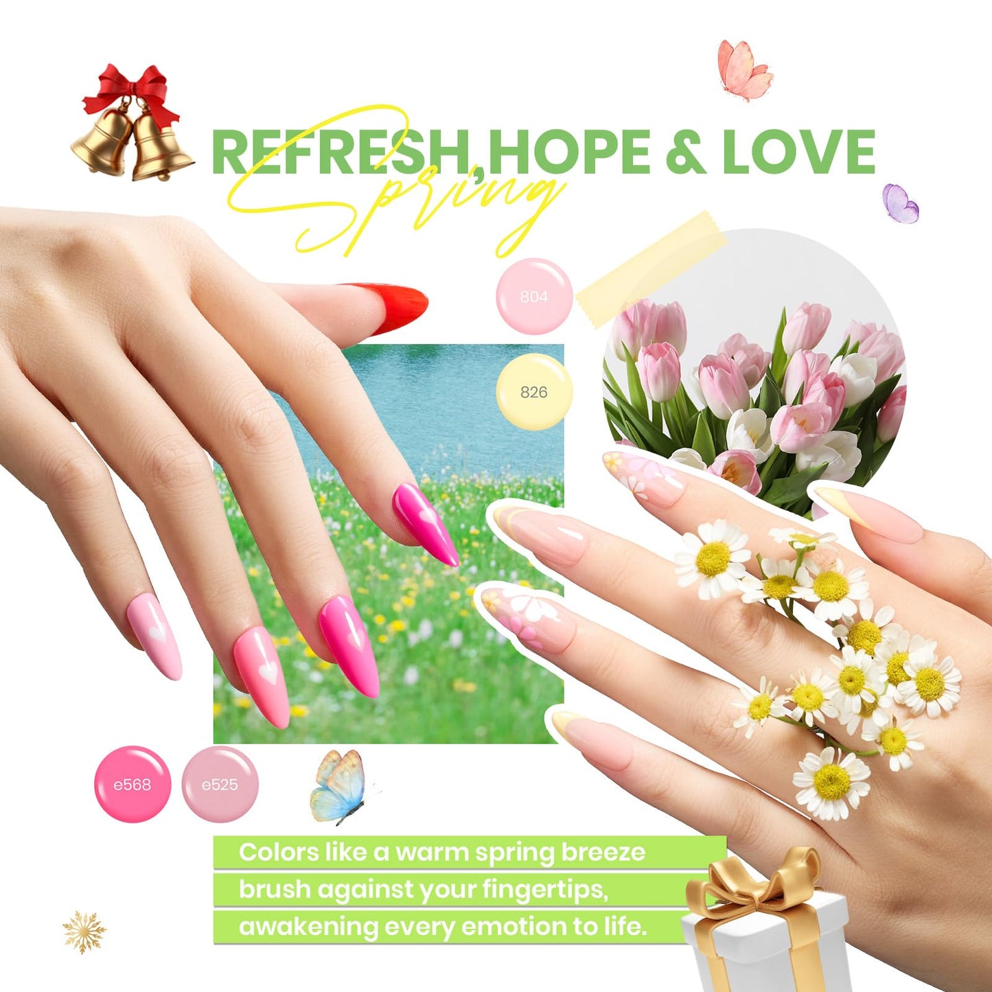 beetles Gel Polish Set Vivid Seasons - Summer Gel Nail Polish Set 36 Colors Pink Yellow Green Purple Jelly Shades 45pcs with Base & Top Coat UV LED Soak Off DIY Salon Gift for Women