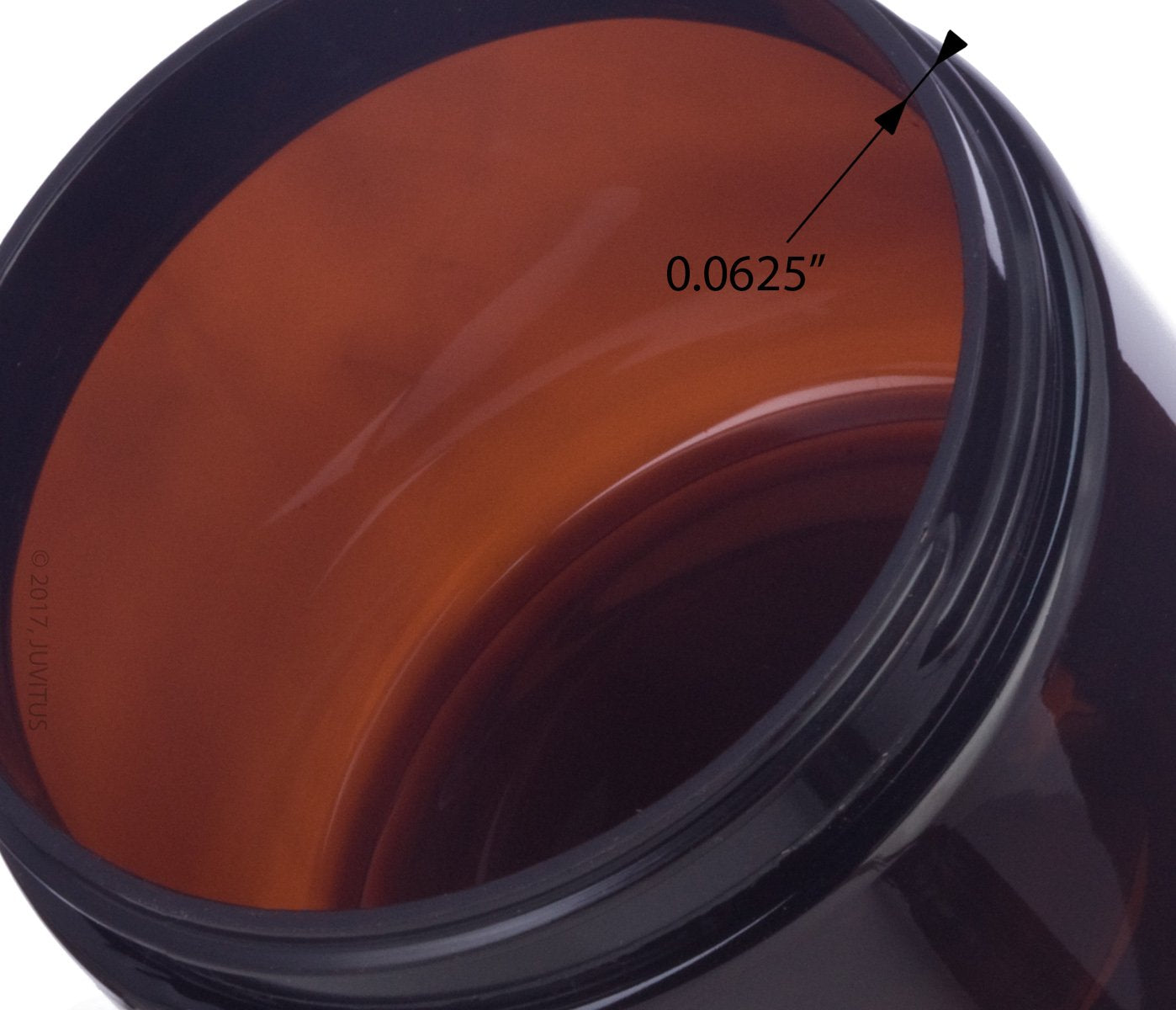 (12 pack) 6 oz Amber PET Plastic Refillable Jar with Black Lid