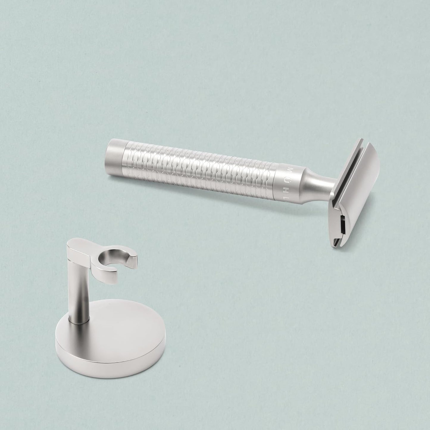 MÜHLE Classic Safety Razor Holder - Matt Chrome Shaving Stand | Fits ROCCA & COMPANION Razors