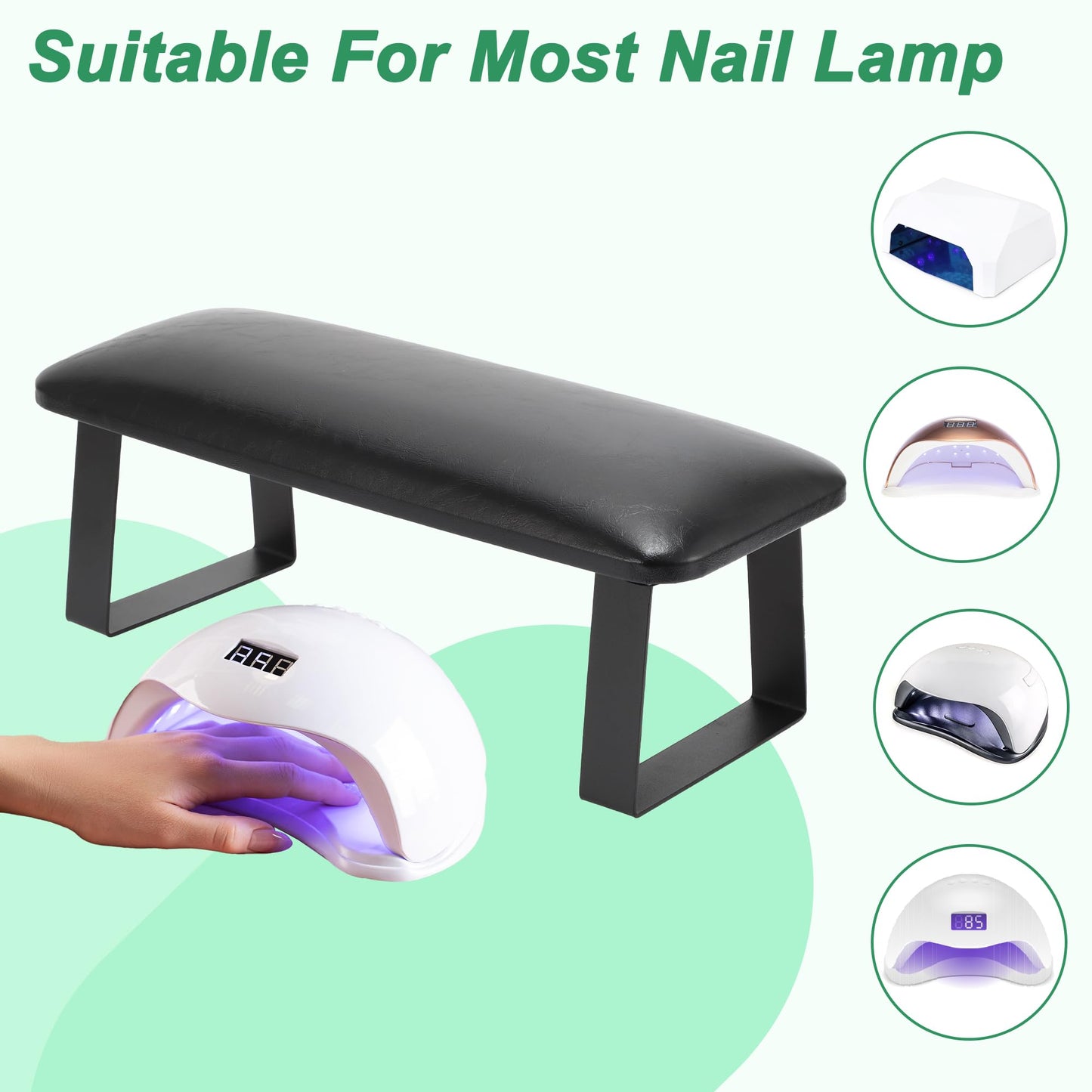 VOCOSTE Arm Rest for Nails Tech, Non-Slip Nail Arm Rest, Manicure Hand Rest with Detachable Brackets, Hand Rest for Nails Tech, Nail Hand Rest, Black
