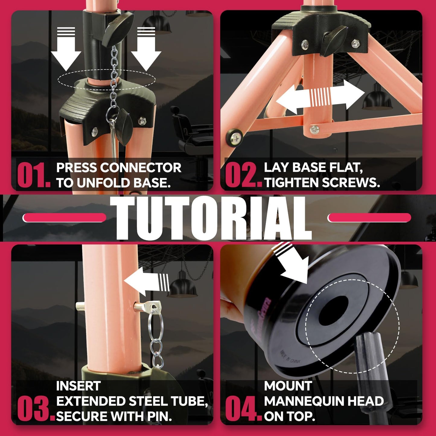 Smilco Mannequin Head Stand,Adjustable Wig Stand Tripod,Heavy Duty Wig Head Stand for Cosmetology Hairdressing Training