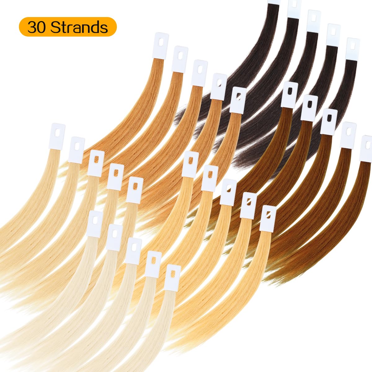 RINBOOOL Hair Swatches for Testing Color, 6 Different Levels, Sample Kit for Salon, Natural Remy Human Hair, 8 Inch 30 Pieces per Pack