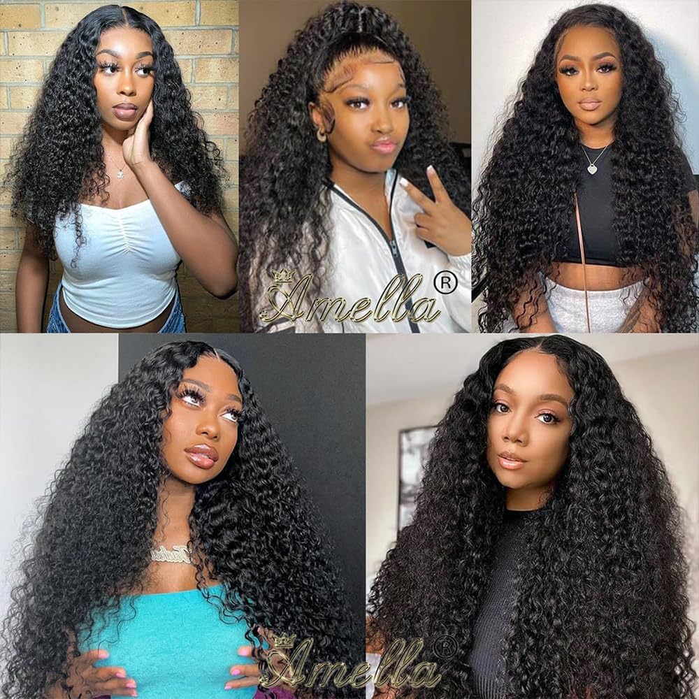 Curly Wave Human Hair Bundles 24 Inch Kinky Curly Single Bundle #1B Natural Black Human Hair Unprocessed Native Virgin Hair 100g Total Double Weft Crochet Human Hair Extensions for Women