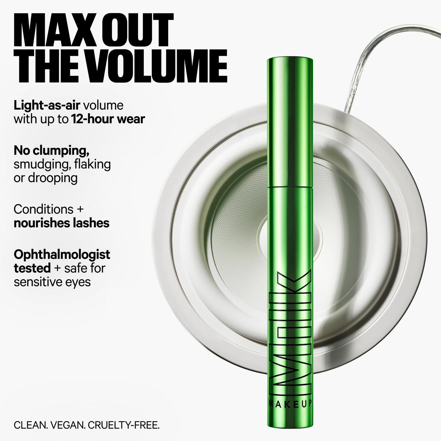 Milk Makeup KUSH Big Hit Volumizing Mascara – 12HR Clean High-Volume Mascara for Lifting, Lengthening + Defining Lashes – Clump + Smudge-Free, Weightless + Safe for Sensitive Eyes – Black, 0.28 oz