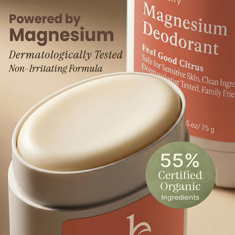 Aluminum Free Deodorant for Men & Women - USA Made with Natural & 55% Organic Ingredients, Fresh Long-Lasting Odor Protection, Baking Soda Free, Non-Irritating Magnesium Deodorant, Sensitive Skin Safe