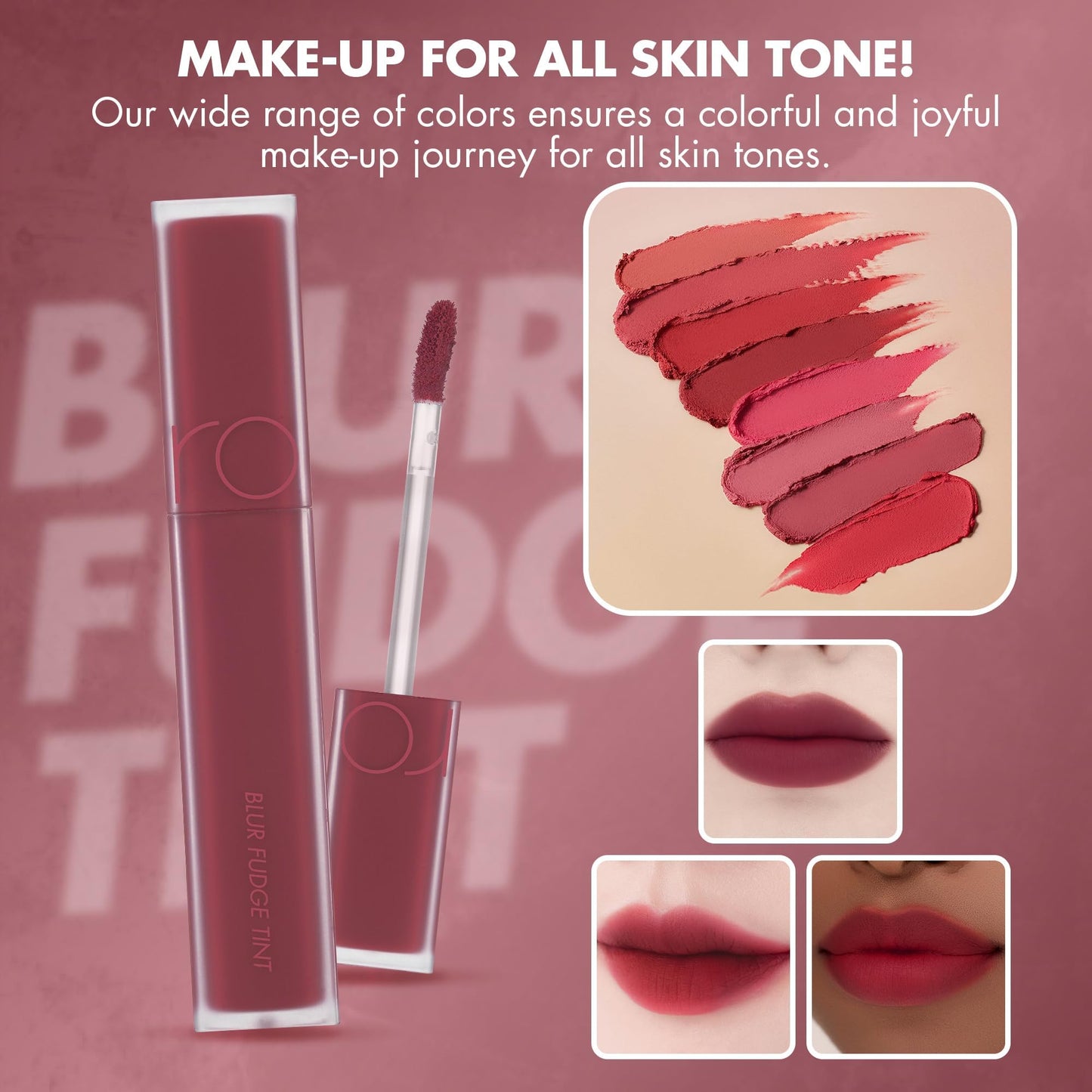 rom&nd BLUR FUDGE TINT 08 Currant Jam | Velvety Matte Lip Stain | Smooth, Non-Drying Berry Red K-Beauty Lip Makeup