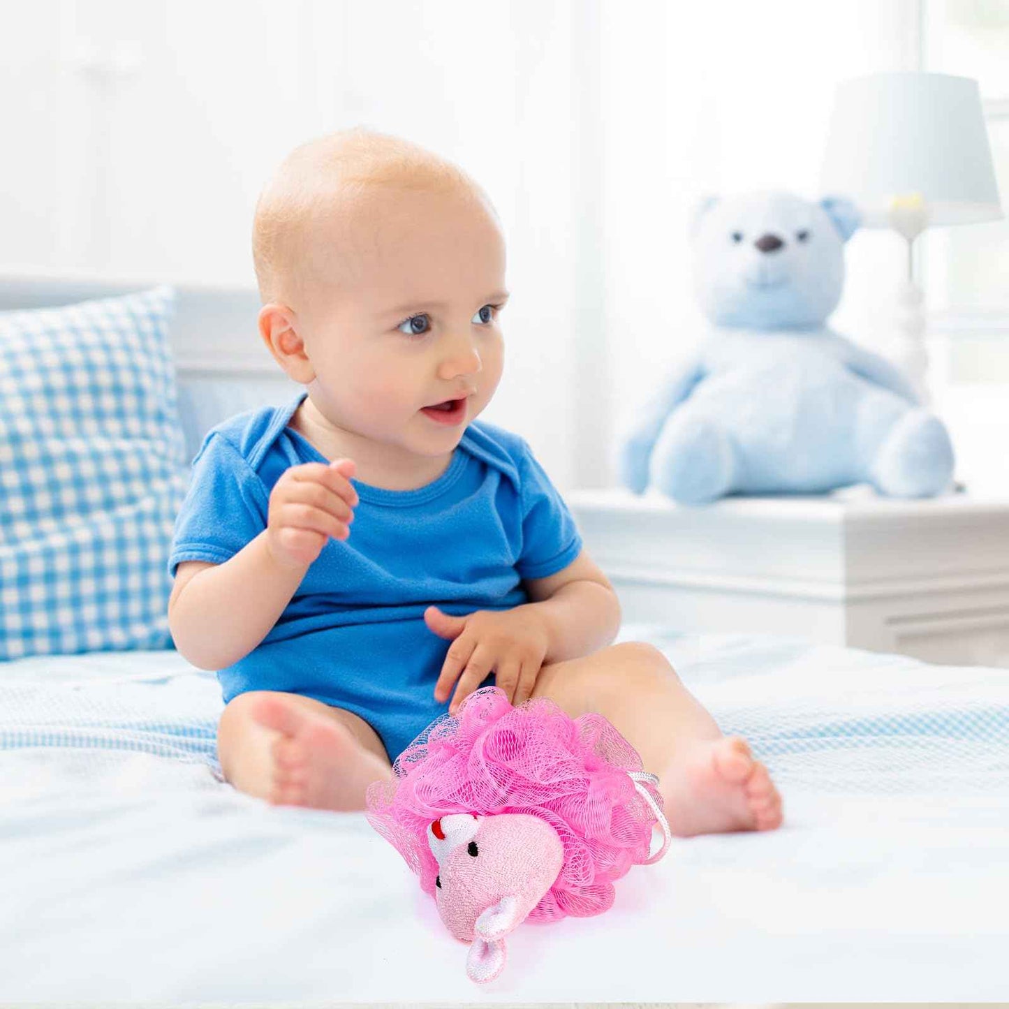 Mezchi 15 Pack Kids Bath Loofahs, Baby Bath Sponges, Animal Cartoon Exfoliating Body Scrubber, Cute Pouf Mesh Shower Balls Small Travel Shower Pouf for Baby Toddler Adults Children