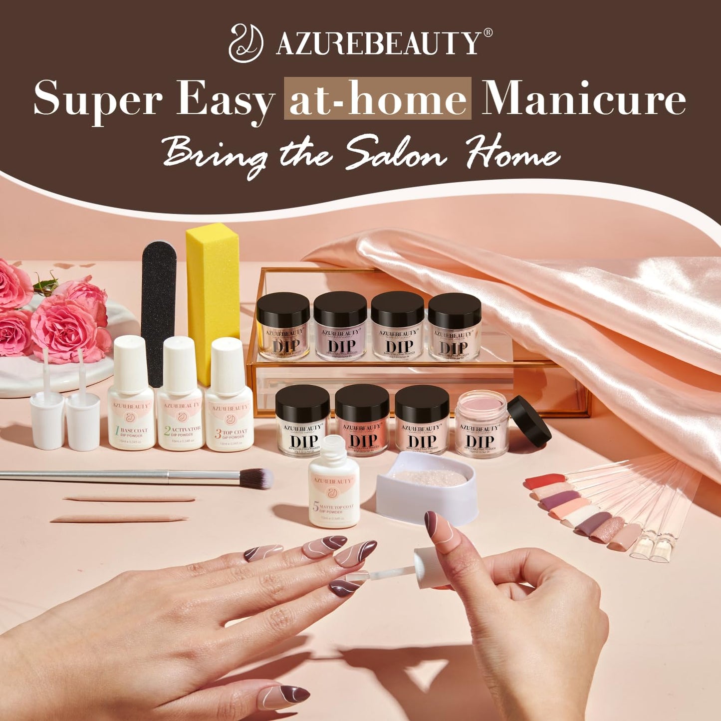 Dip Nail Powder Starter Kit - 8 Colors with Nail Sticks | Glossy & Matte Top Coat, DIY Manicure Essentials, 30 PCS