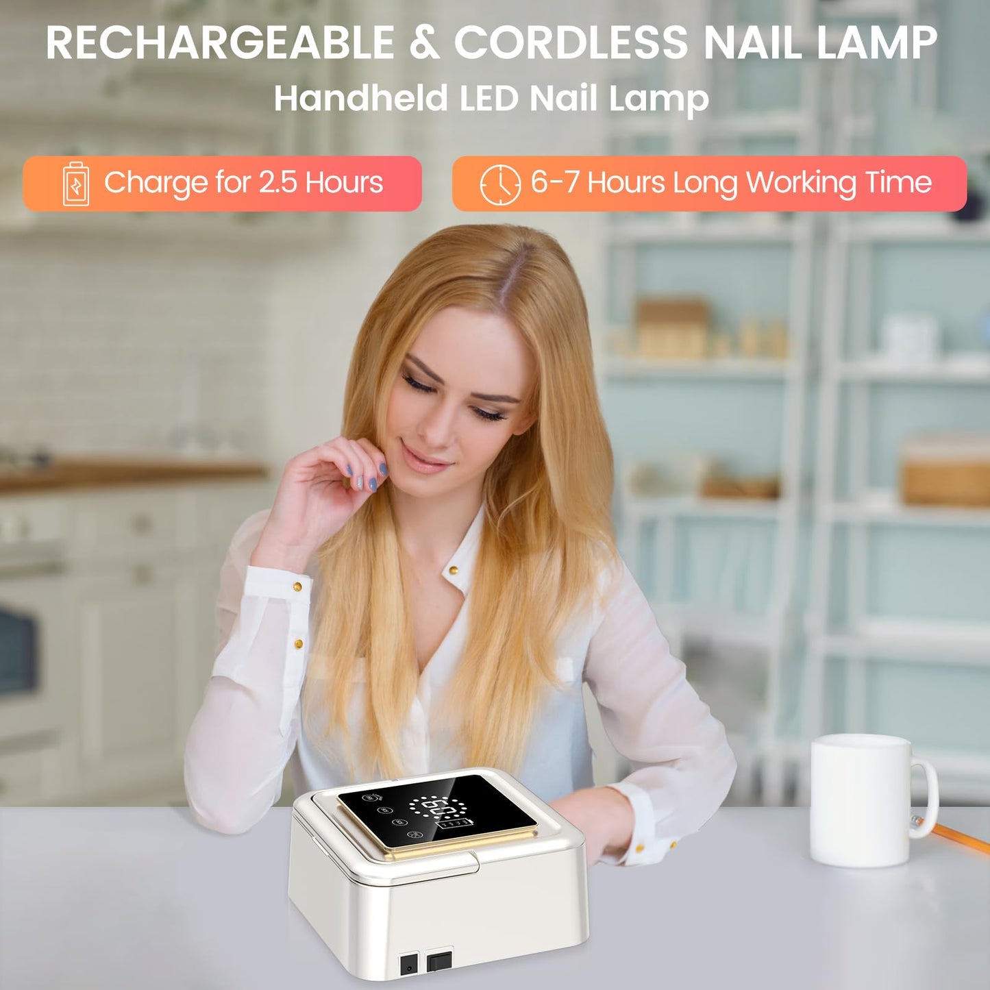 UV Nail Lamp 108W, UV Light for Gel Nail Polish, Cordless LED Nail Lamp with 36 Beads & Touch Display, Nail Light with 4 Timer Mode & Auto Sensor, Fast Curing Nail Dryer for Salon & Home (Pink)