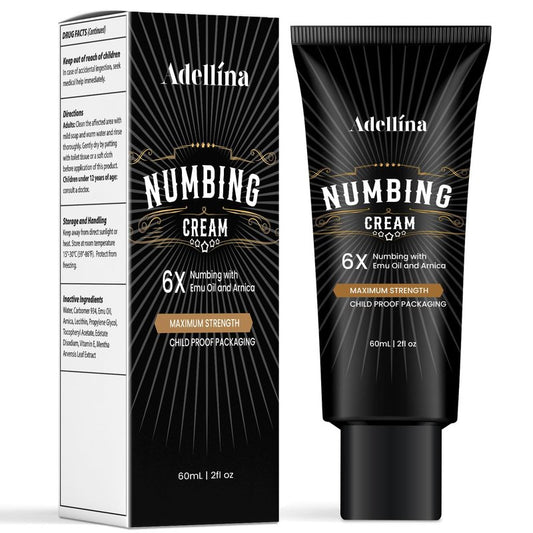 Adellina Numbing Cream Maximum Strength: Long Lasting Extra Soothing with Arnica and Elmu Oil (2 Fl Oz (Pack of 1))