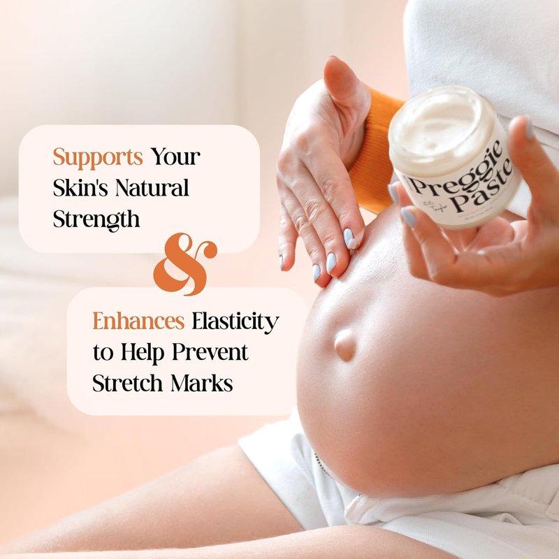 Preggie Paste Belly Butter - Stretch Mark Cream for Pregnancy & Postpartum | Non-Toxic Moisturizer with Manuka Honey & Vitamin E - 3.7oz
