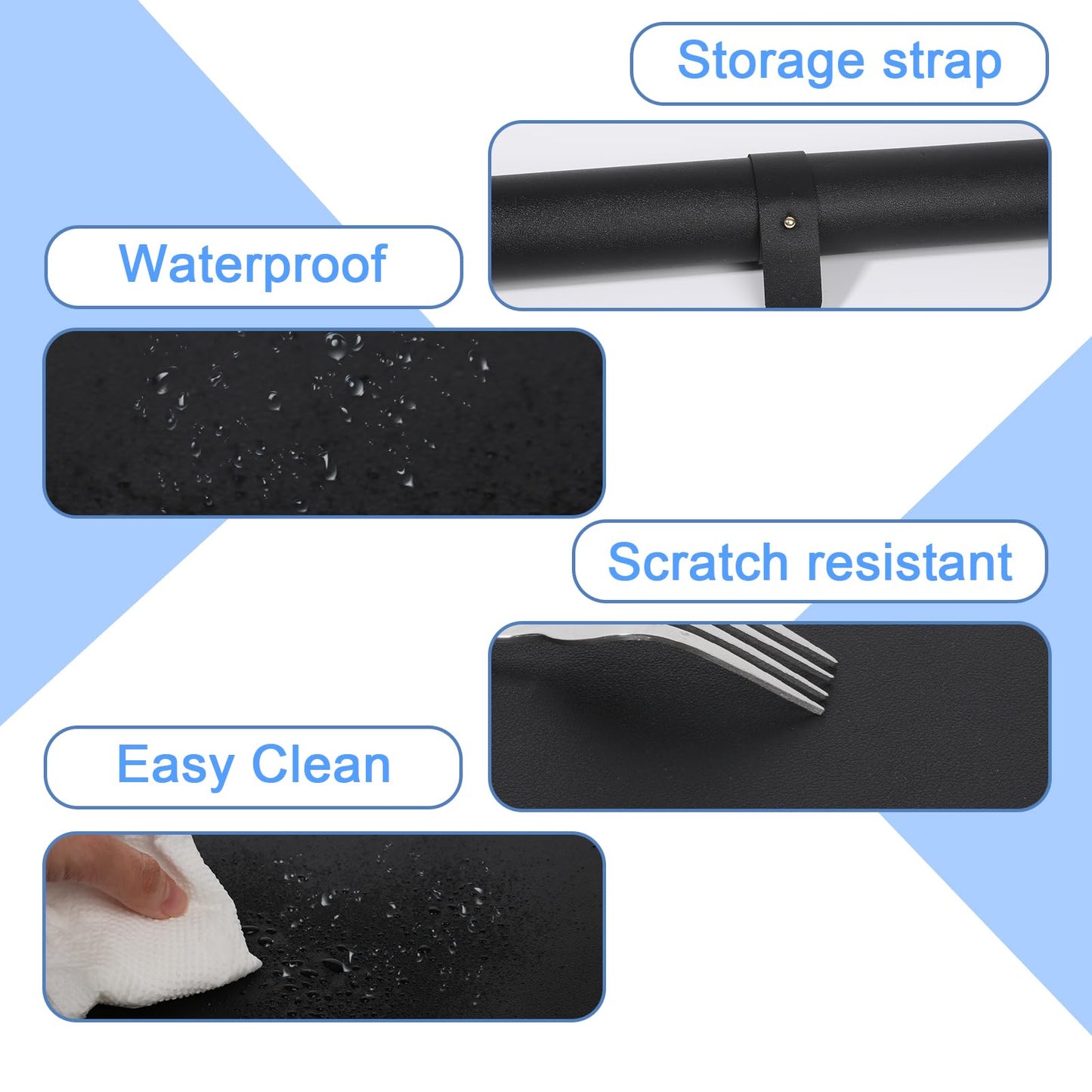 SHIMIDO Nail Art Table Mat, Premium Soft Microfiber Leather Hand Rest Mat, Black