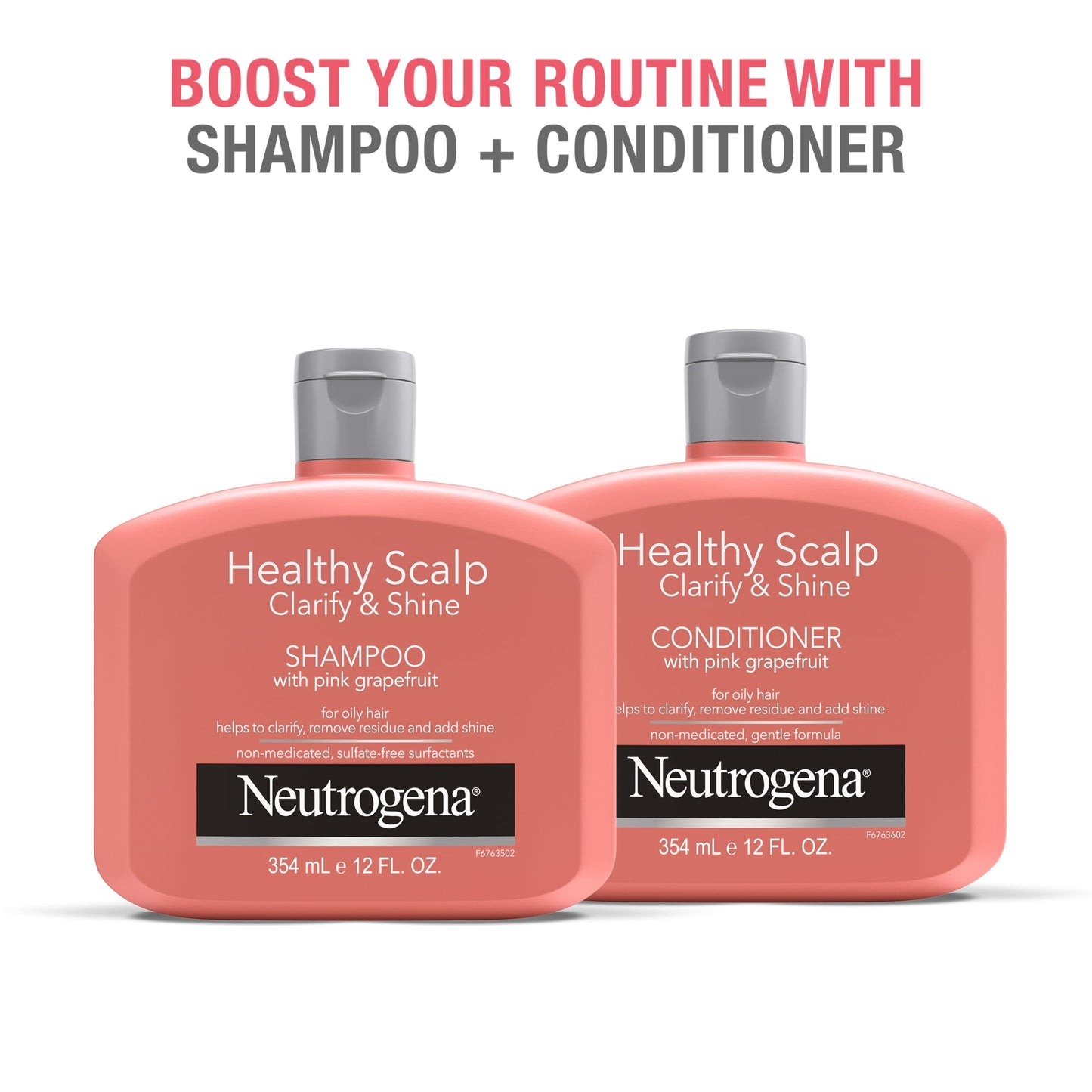 Neutrogena Exfoliating Healthy Scalp Clarify & Shine Conditioner for Oily Hair and Scalp, Anti-Residue Conditioner with Pink Grapefruit, Paraben & Phthalate-Free, Color-Safe, 12 Fl Oz