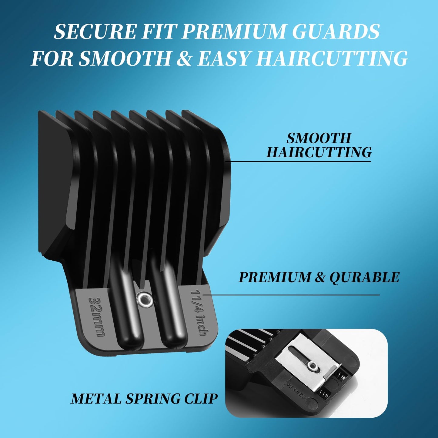 8 Premium Clipper Guards for BaBylissPRO Barberology FX870，FX890，FX825 and FX673 Clippers, Fit for Babyliss Clipper Guards with Metal Clip - Cutting Lengths 1/16-3/4 inch Attachment Combs Set