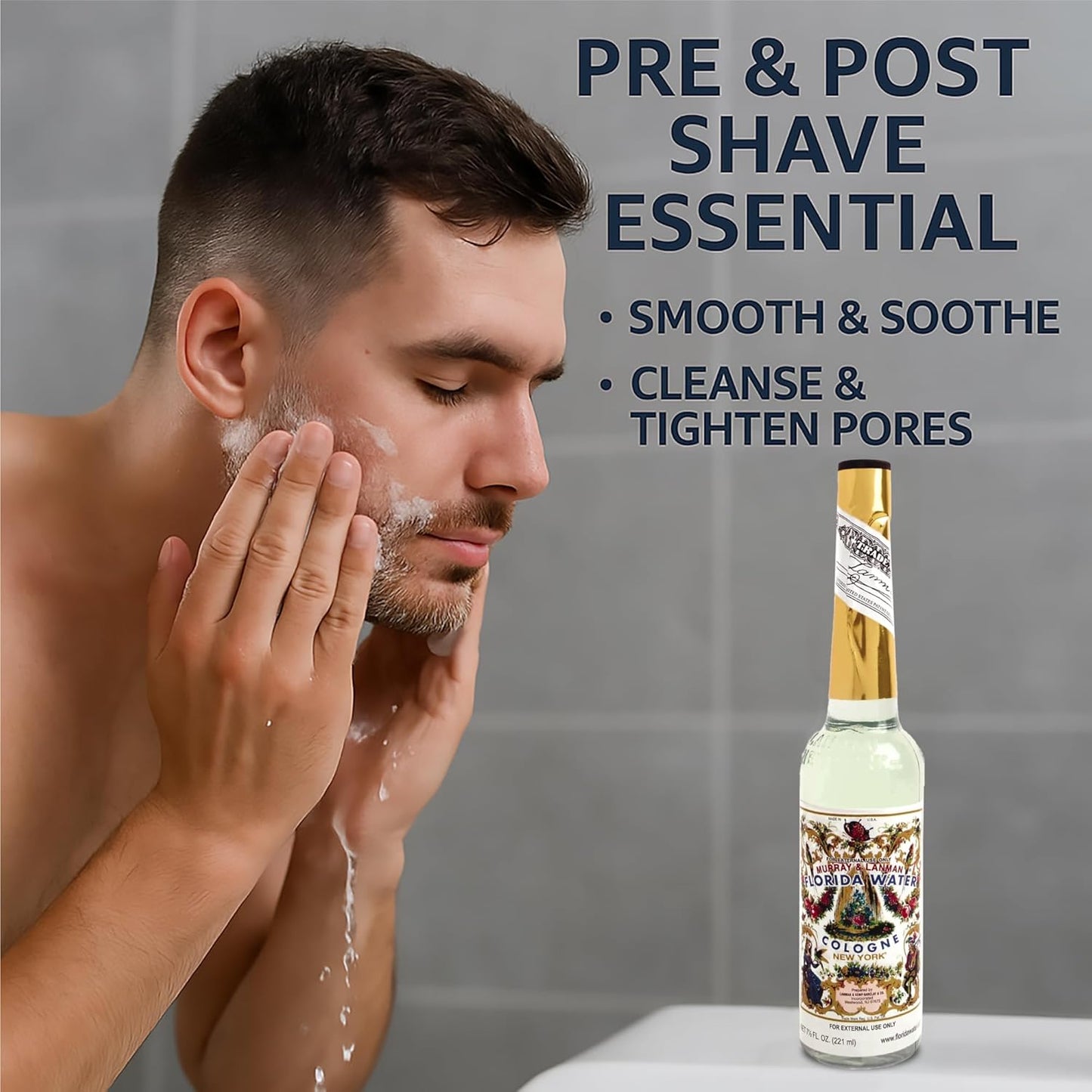 Murray & Lanman Florida Water Cologne 7.5 oz Bundle | Rue Glycerine Soap 3.35 oz (3 Items)
