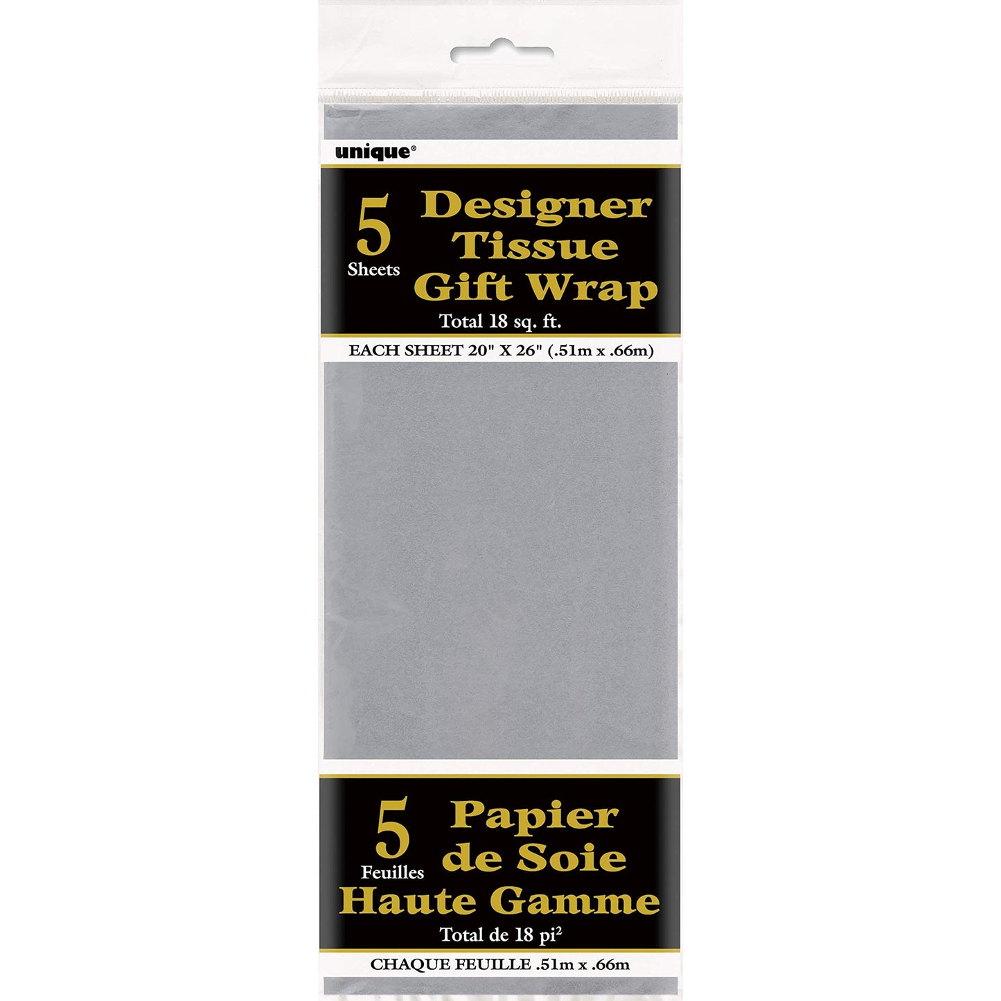 Silver Deluxe Metallic Tissue Sheets - Sparkling Decorative Paper For Gift Wrapping & DIY Crafts, 5 Count (Pack of 1)